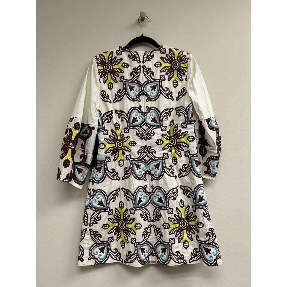 TUCKERNUCK Citron and Slate Blue Embroidered Long Sleeve Rhoda Tunic Dress 14NWT - Picture 5 of 6